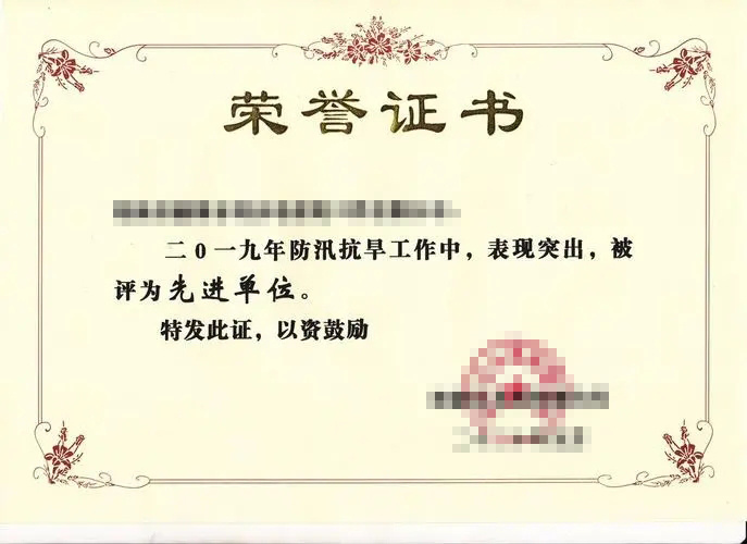 Certificate of Honor Ⅸ Certificate of Honor Ⅸ